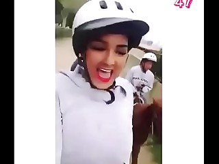 Indian girl teat bouncing horse riding